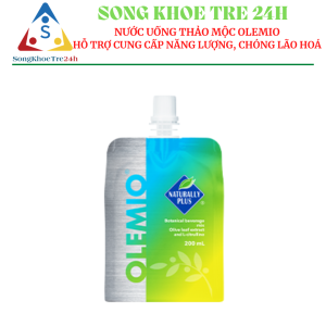 Nước uống thảo mộc Olemio với chiết xuất lá ô liu và L-citrulline (200ml/gói)